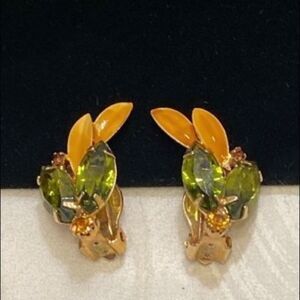 Vintage Juliana Rhinestone And Enamel Earrings